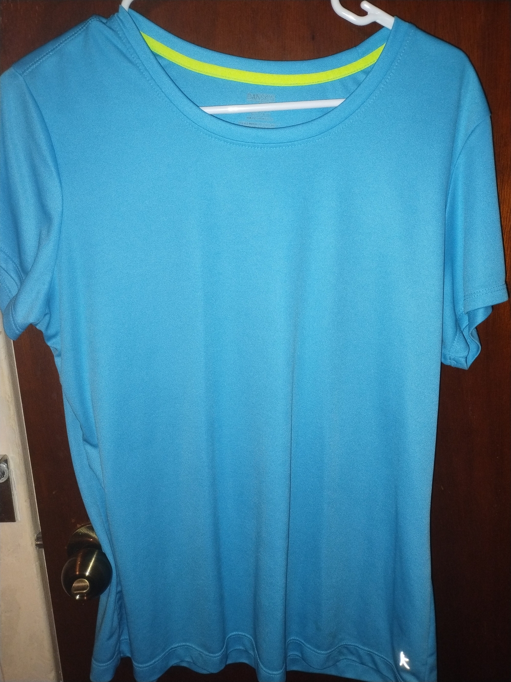 Danskin Bright Blue Active Tee with Lime Trim